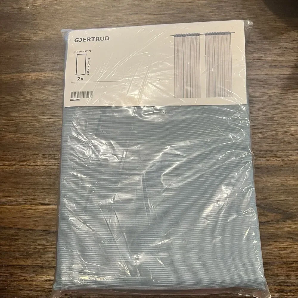 New Ikea Gjertrud Pair Curtain 2 Panels NEW 57 x 98 Semi Sheer blue green teal